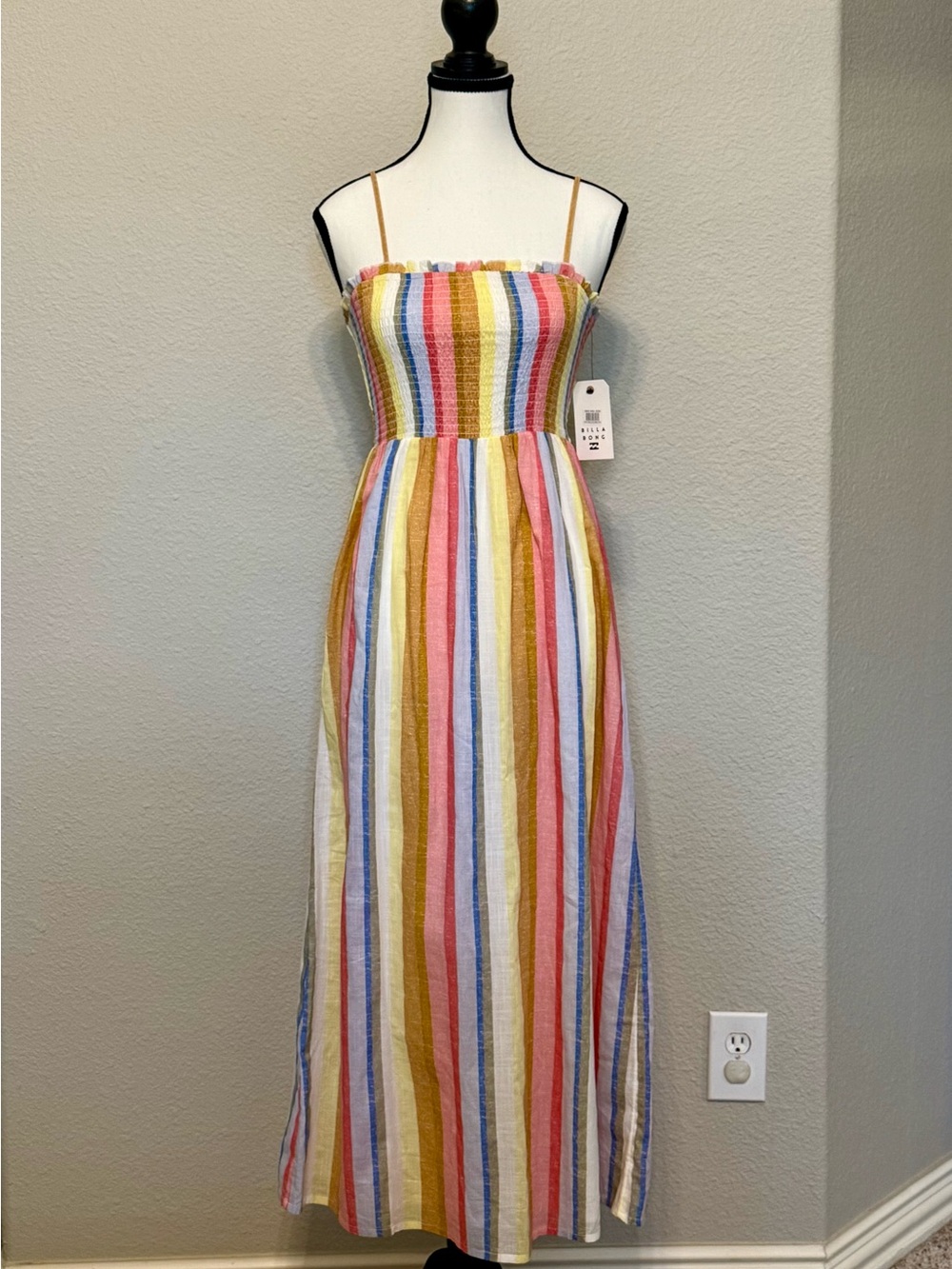 Billabong Multi-Color Striped Smocked Maxi Dress